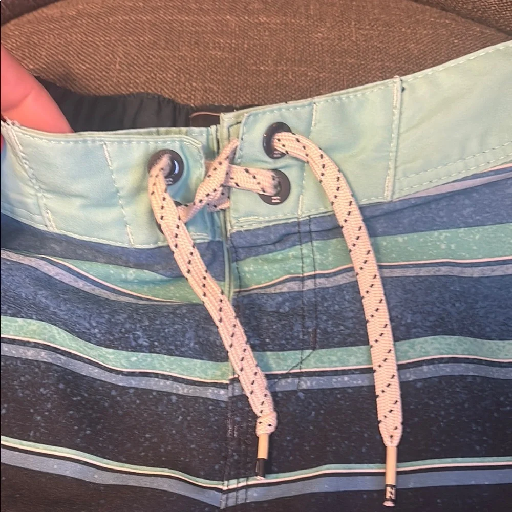 Billabong Boys 6 long Blue Striped  board shorts swimsuit